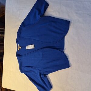 NWT Roz And Ali Blue Open Front Cropped Layering Cardigan Size 1X